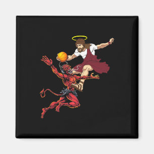 Imã Jesus Cruzando O Jogador De Basquete Do Diabo