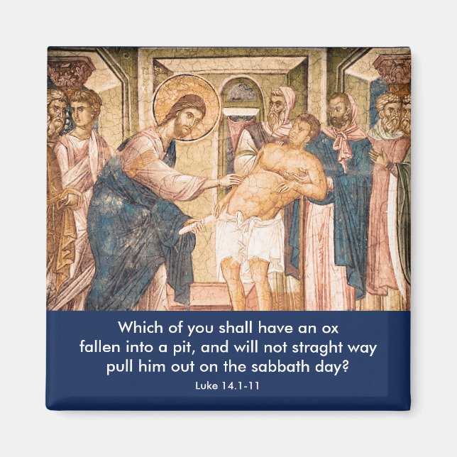 Imã Jesus cura sol com gota - ímã (Frente)