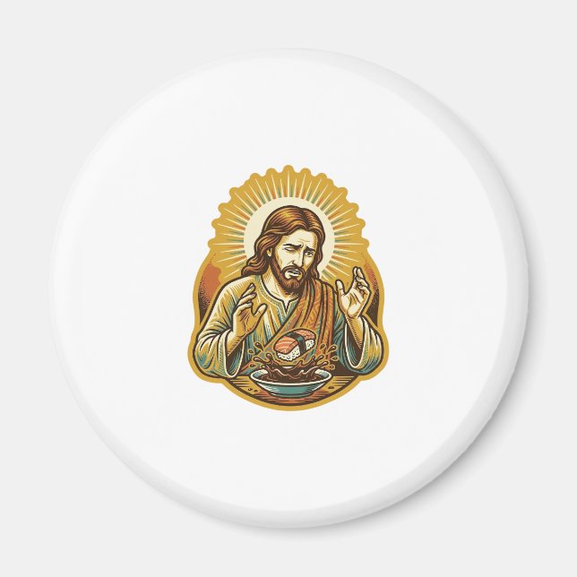 Imã Jesus Derrubou Sushi Em Molho de Soja Mancha Humor (Frente)