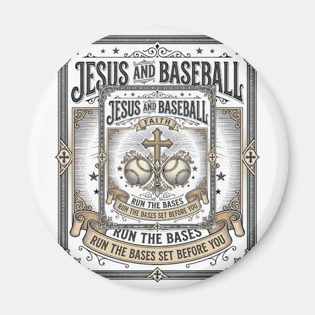 Imã Jesus e Beisebol Cristão Vintage  (Frente)