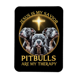 Ímã Jesus É Meu Salvador Pitbulls É Minha Terapia Engr