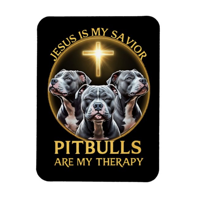 Ímã Jesus É Meu Salvador Pitbulls É Minha Terapia Engr (Vertical)