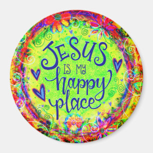 Imã "Jesus é o meu lugar feliz" Magneta de inspiraç