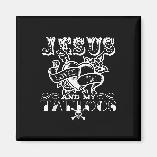 Imã Jesus Engraçado Me Ama E Minhas Tatuagens  (Frente)