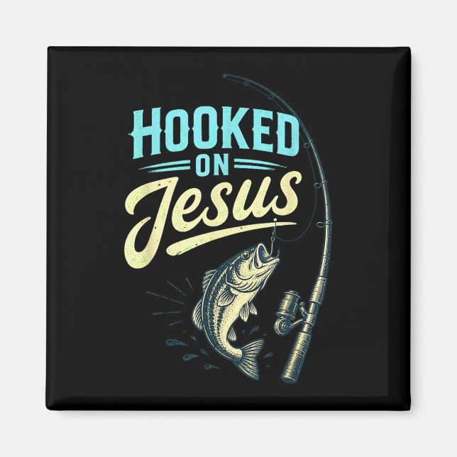 Imã Jesus fé peixe pesca design vintage  (Frente)