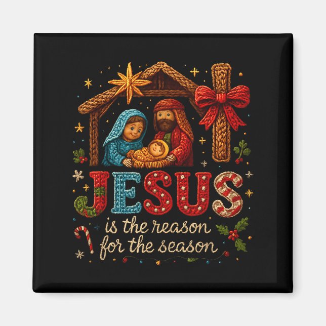 Imã Jesus Is The Reason For Season Yarn Crochet Art De (Frente)