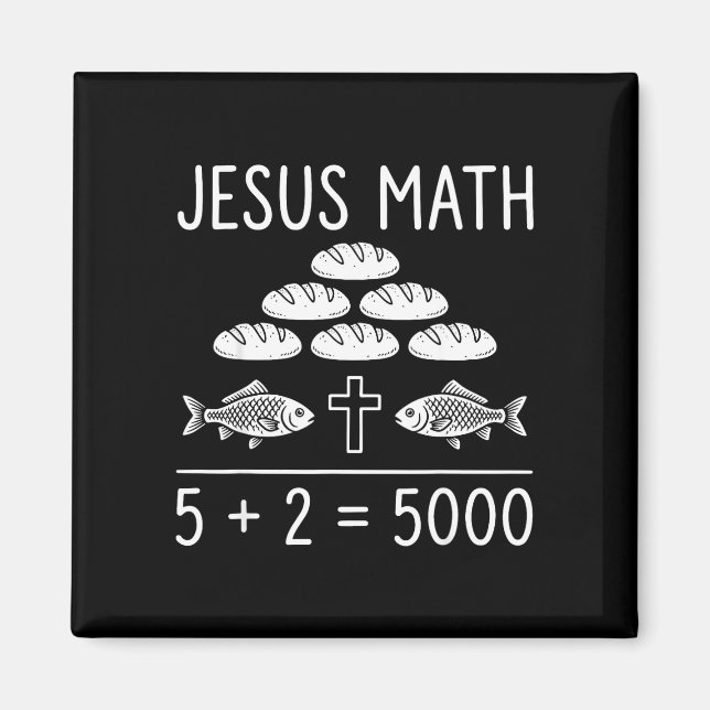 Imã Jesus matemática 2 peixes 5 pães alimenta os 5000  (Frente)