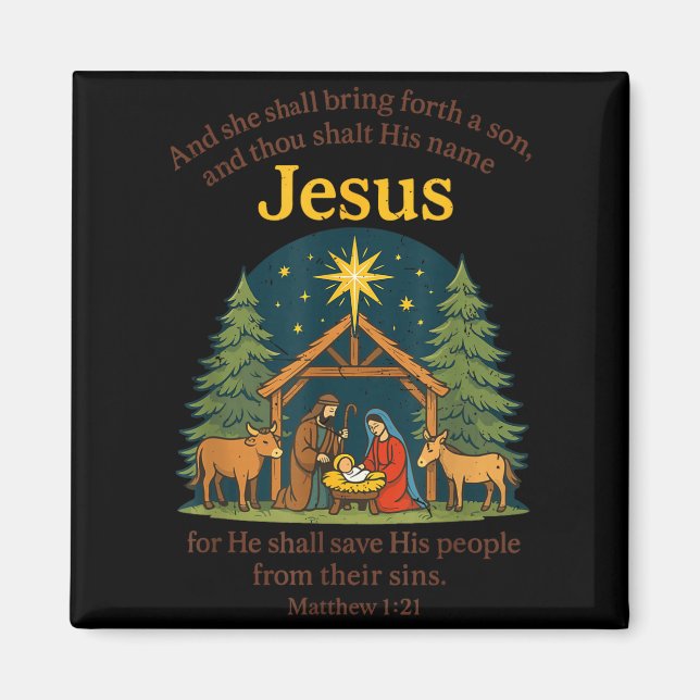 Imã Jesus Nativity Christian Christmas Bible Pjs Toddl (Frente)