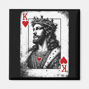 Imã Jesus rei de copas jogo de cartas religioso retrôJ