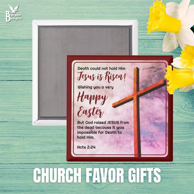 Imã JESUS RESSSUSCITOU Favor de Páscoa Cristão (JESUS IS RISEN Happy Easter magnet, ideal for church favor gifts. Matching gifts available.)
