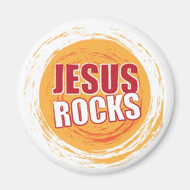 Imã Jesus Rocks 2 Orange (Frente)