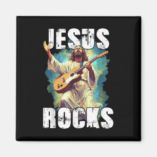 Imã Jesus Rocks Com Guitarra - Cristão Engraçado Rocks