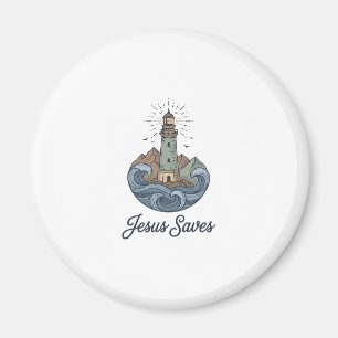 Imã Jesus Salva Camisa Cristã Farol Vintage_1