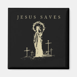 Imã Jesus Salva Fé Cristã Cruz Religiou Vintage