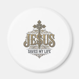 Imã Jesus Salvou Minha Vida Estampa Vintage Cristã Sh