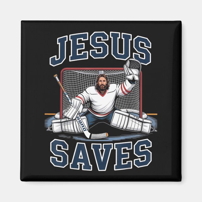 Imã Jesus Saves Hockey Player Team God Hockey Lovers H (Frente)
