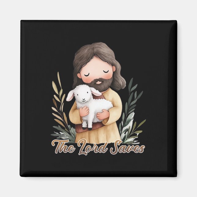 Imã Jesus segurando um cordeiro branco (Frente)