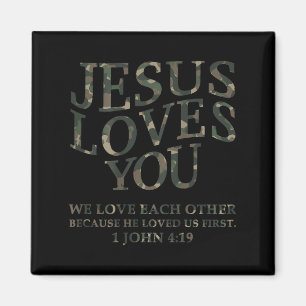 Imã Jesus Te Ama Camuflado Cristão Jovens Homens Deus