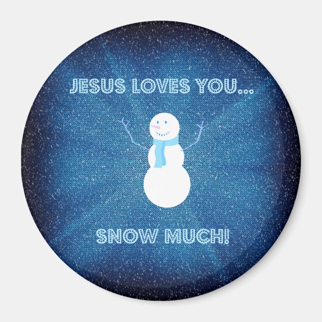 Imã Jesus Te Ama Muito Neve! Christian Snowman Blue (Frente)