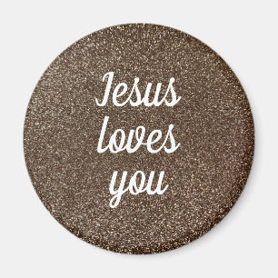 Imã Jesus Te Ama Personalizar Faux Glitter Gift