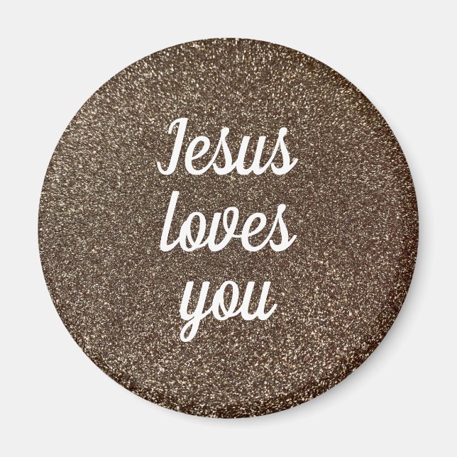 Imã Jesus Te Ama Personalizar Faux Glitter Gift (Frente)