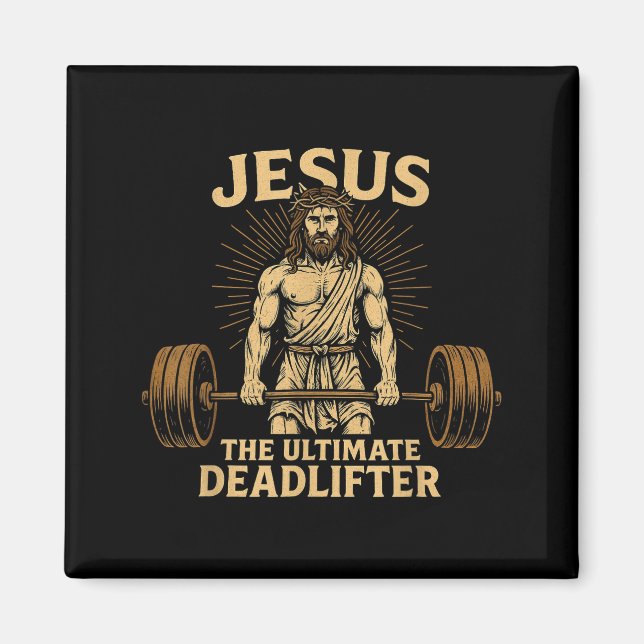 Imã Jesus The Deadlifter Christian Fitness  (Frente)