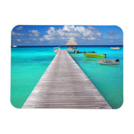 Ímã Jetty com barcos em lagoa tropical
