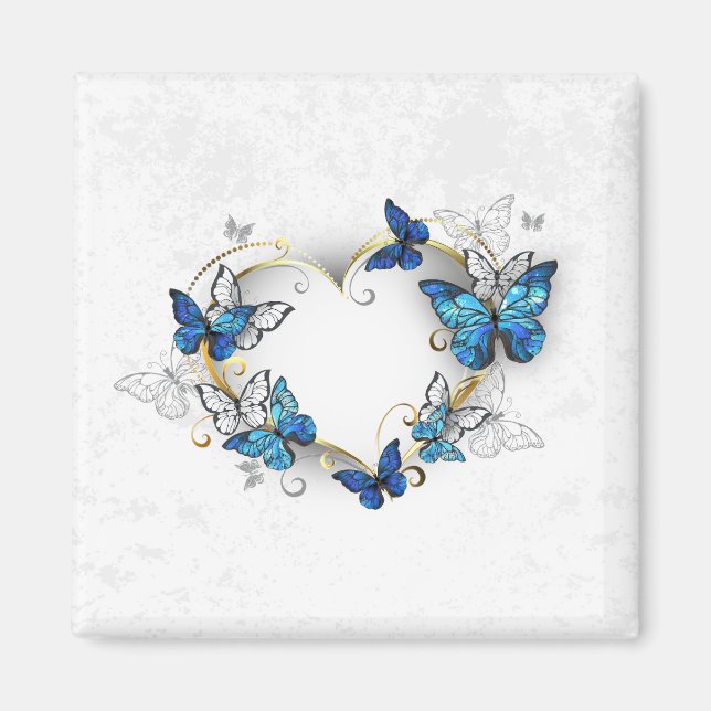Imã Jewelry Heart with Butterflies Morpho (Frente)