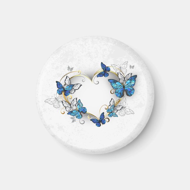 Imã Jewelry Heart with Butterflies Morpho (Frente)