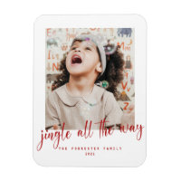 Jingle All Way Red Script Photo Holiday Card