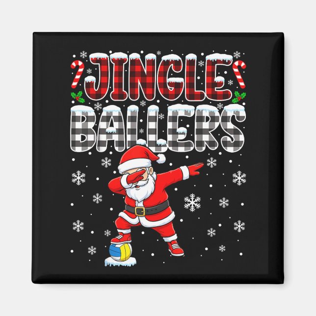 Imã Jingle Ballers Plaid Santa Dabbing Volleyball Chri (Frente)