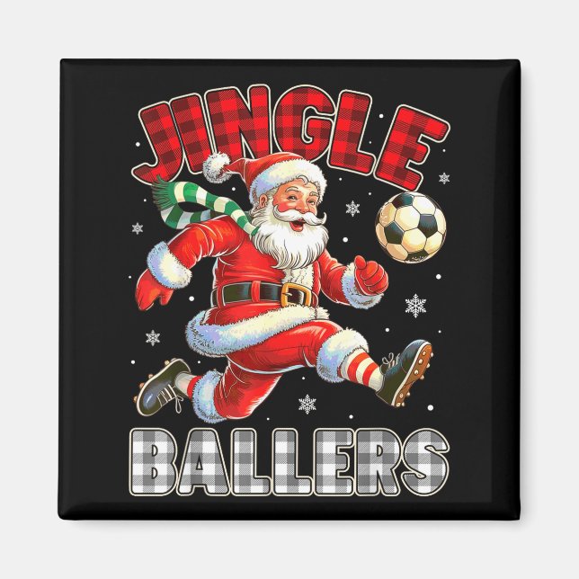 Imã Jingle Ballers Santa Football Christmas Soccer Pla (Frente)