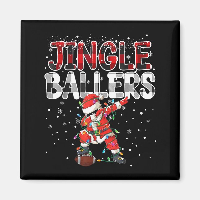 Imã Jingle Ballers Santa Football Christmas Soccer Pla (Frente)
