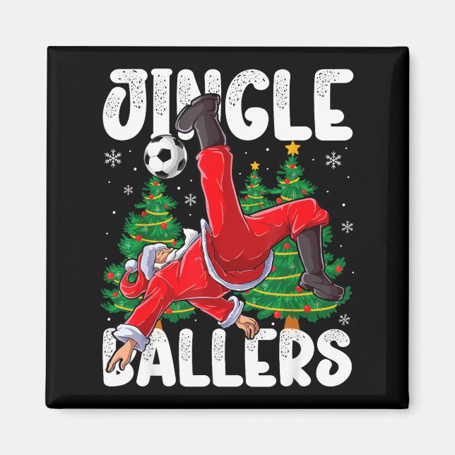 Imã Jingle Ballers Santa Football Christmas Soccer Pla (Frente)