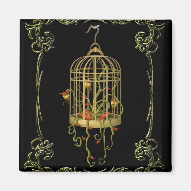 Imã Jingle bell Plant birdcage única vintag caprichosa (Frente)