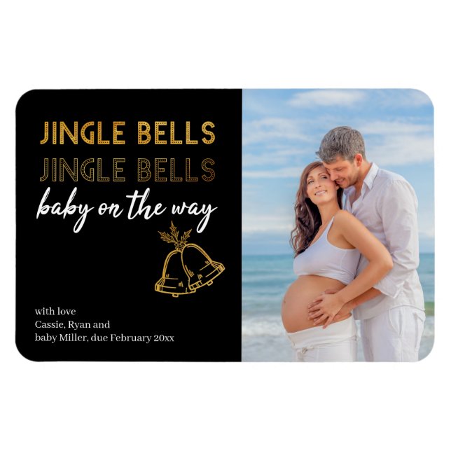 Ímã Jingle Bells Baby no Way Christmas Photo (Horizontal)
