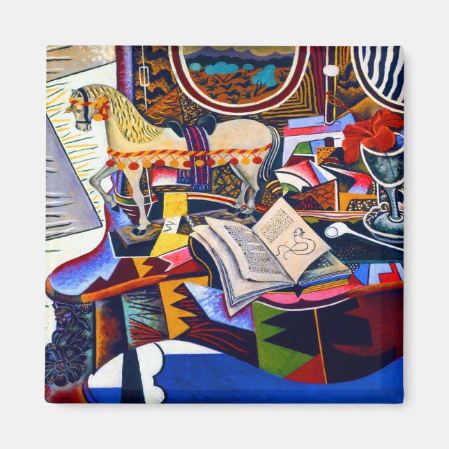 Imã Joan Miro Horse Pipe e Flor Vermelho (Frente)