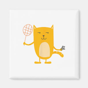 Imã Jogador de Badminton com Gráfico de Gato Esportivo