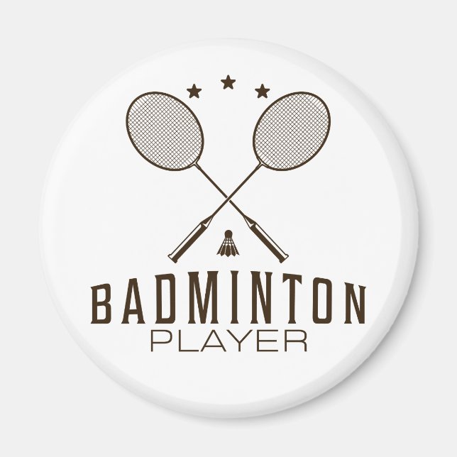 Imã Jogador de Badminton com Rackets Minimalista (Frente)