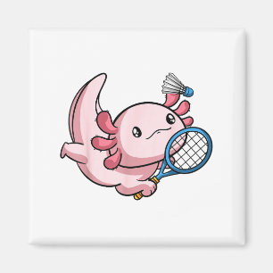 Imã Jogador de Badminton Engraçado com Piada de Axolot