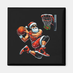 Imã Jogador de Basquete papai noel Dunking Natal Bas