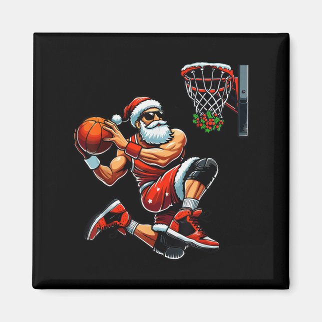 Imã Jogador de Basquete papai noel Dunking Natal Bas (Frente)
