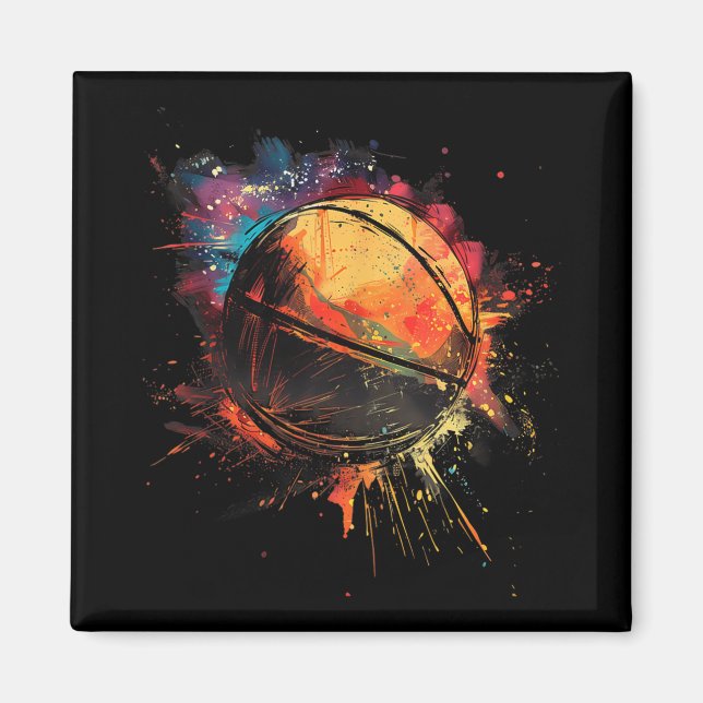 Imã Jogador de Basquetebol com Aquarela (Frente)