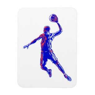 Ímã Jogador de basquetebol Slam Dunk, Vermelho e Azul 