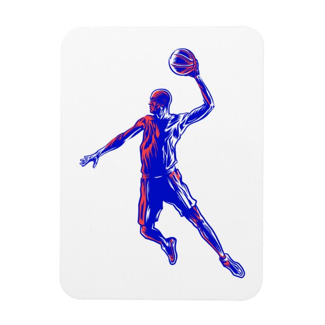 Ímã Jogador de basquetebol Slam Dunk, Vermelho e Azul  (Vertical)