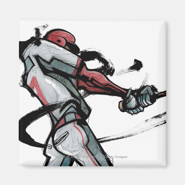 Imã Jogador de beisebol balançando bastão, vista later (Frente)