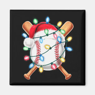 Imã Jogador de beisebol de Natal Chapéu de Papai Noel