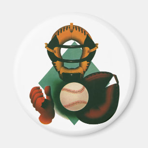 Imã Jogador de beisebol esportivo vintage, receptor co