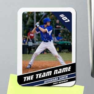 Ímã Jogador de Beisebol Personalizável Branco Azul