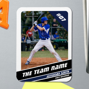 Ímã Jogador de Beisebol Personalizável Branco Azul